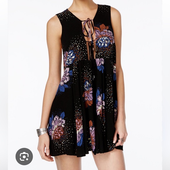 Free People Lovely Day Black Floral Print Dress - Picture 5 of 10